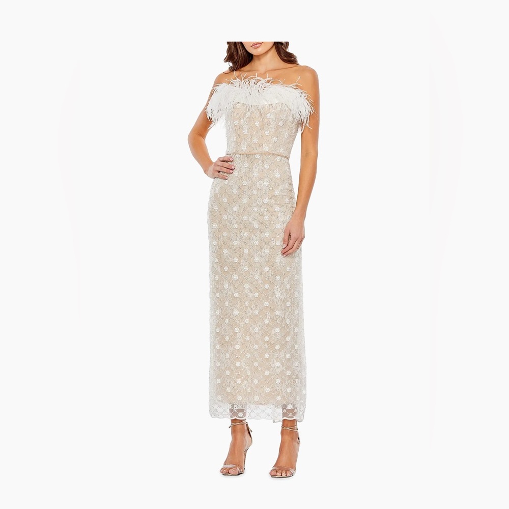 Mac Duggal Beaded Lace Sheath Gown
